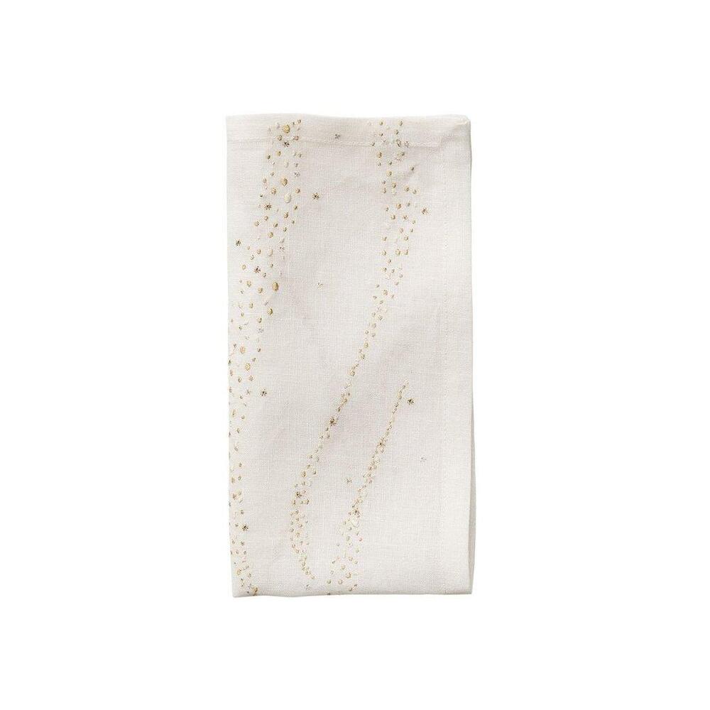 Star Spray Napkin in White & Gold & Silver - Set of 4 by Kim Seybert