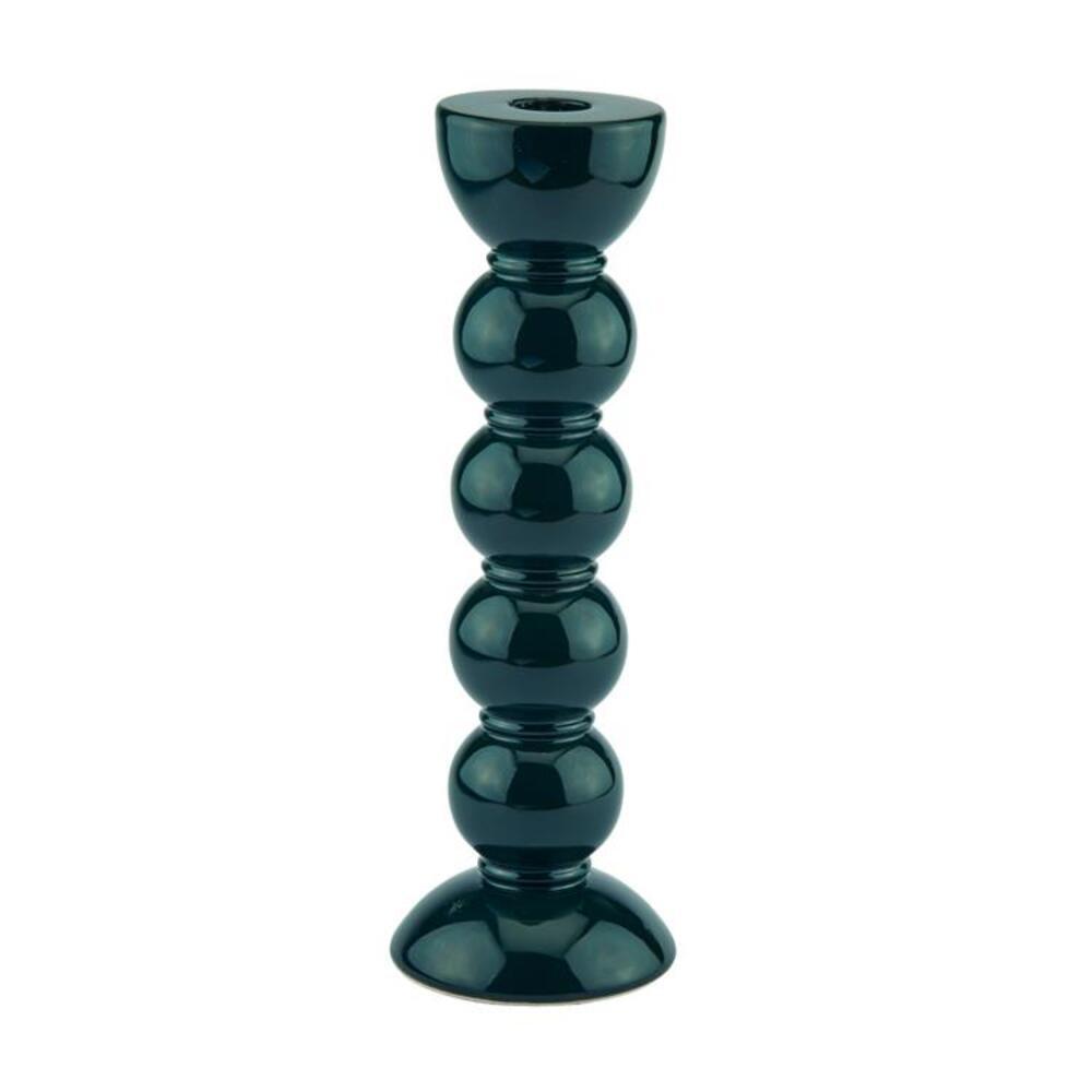 Tall Racing Green Bobbin Candlestick- 24cm by Addison Ross