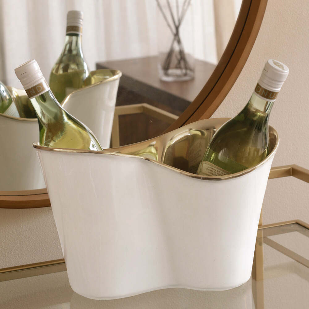 Thanni Double Ice Bucket - White & Gold by Beatriz Ball