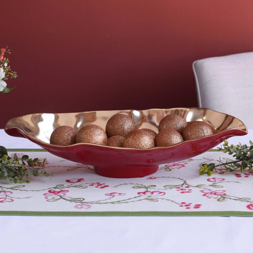 Thanni Maia Medium Oval Bowl - Red & Gold by Beatriz Ball 2