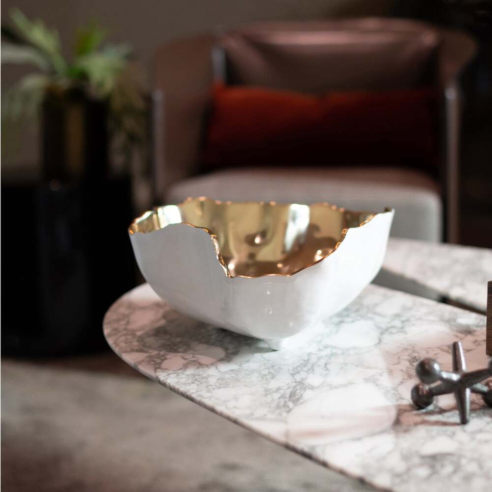 Thanni Soho Onyx Large Bowl - White & Gold by Beatriz Ball 3