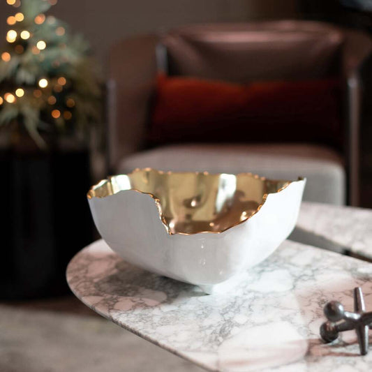 Thanni Soho Onyx Large Bowl - White & Gold by Beatriz Ball