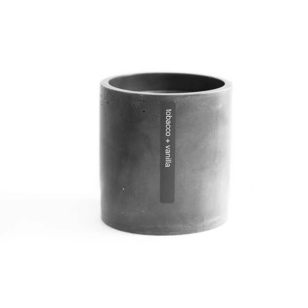 Tobacco and Vanilla Charcoal Concrete Candle by Simon Pearce