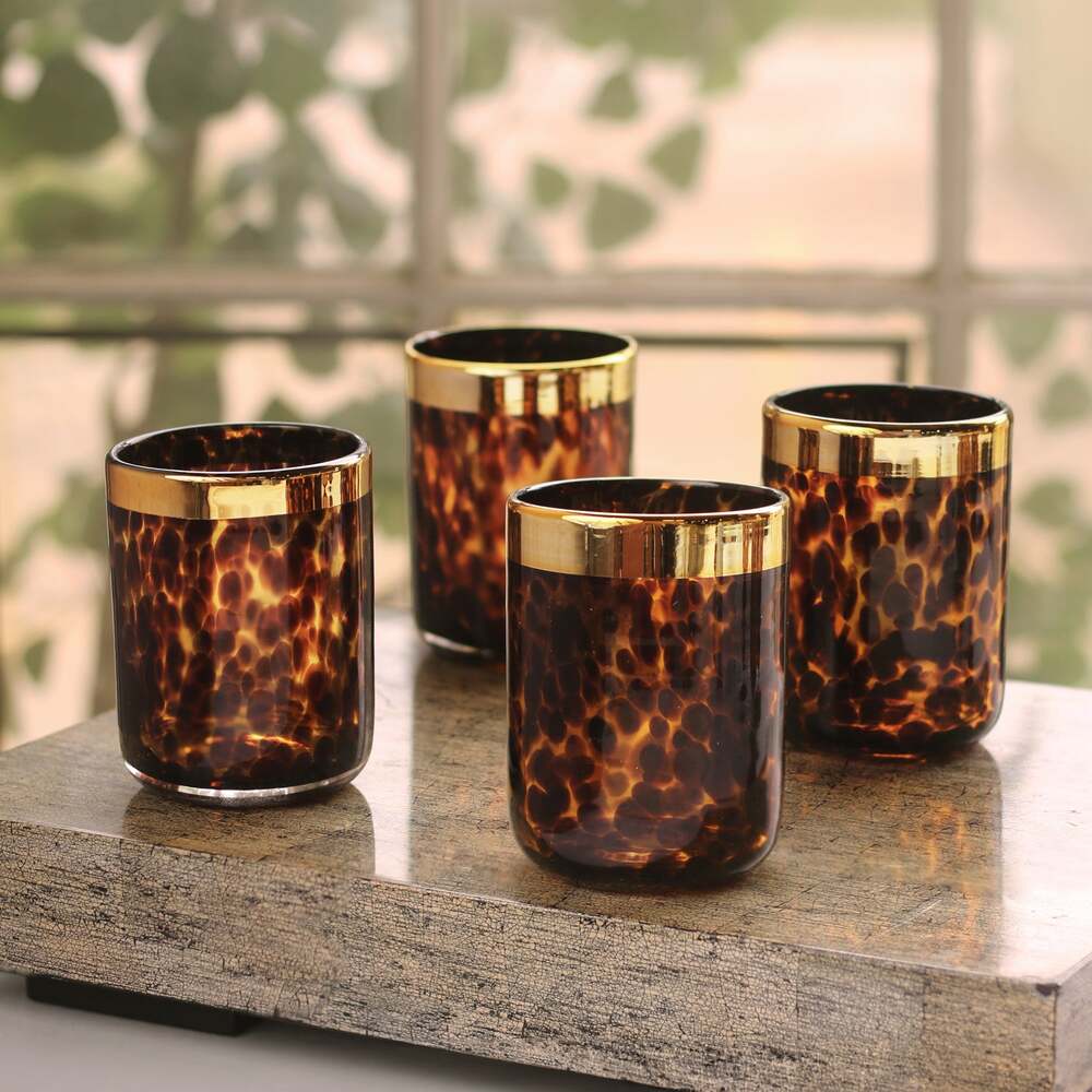 Tortoise & Gold Tumbler Set of 4 by Beatriz Ball 2