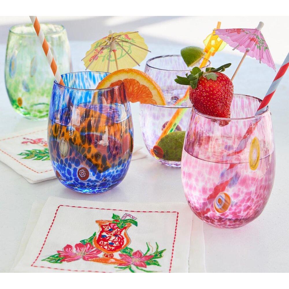 Tropicana Cocktail Napkins in White & Multi - Set of 6 in a Gift Box by Kim Seybert 2