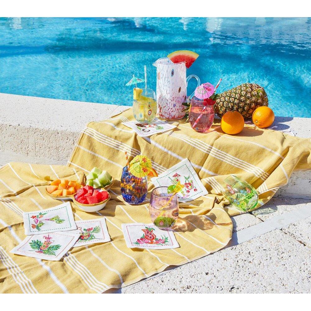 Tropicana Cocktail Napkins in White & Multi - Set of 6 in a Gift Box by Kim Seybert 3