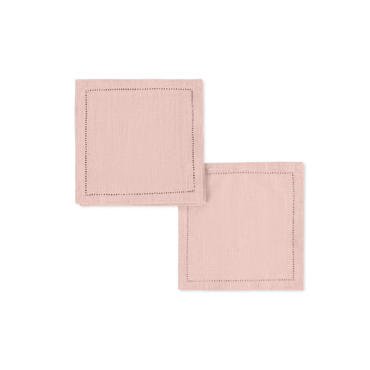 Valentina Hemstitch Cocktail Napkin set of 4 Pink