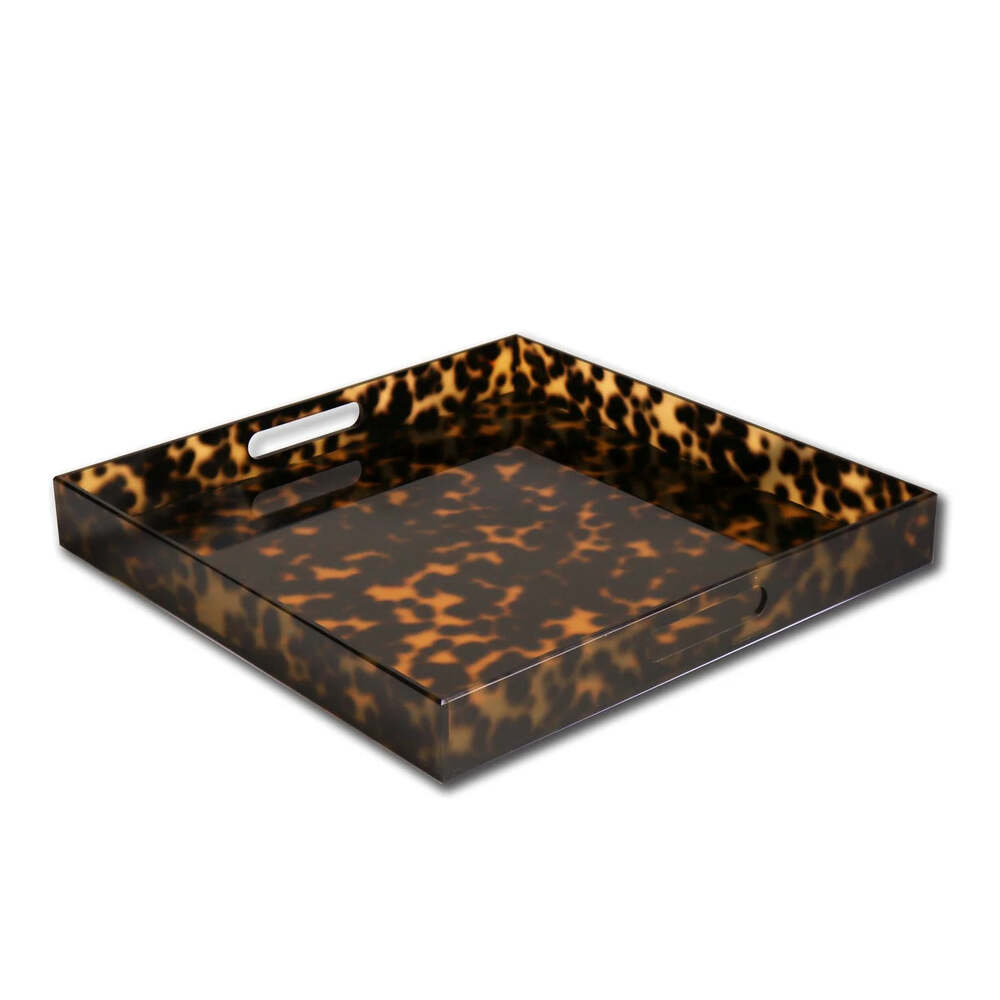 Vida Acrylic Tortoise Large Square Tray with Handles by Beatriz Ball