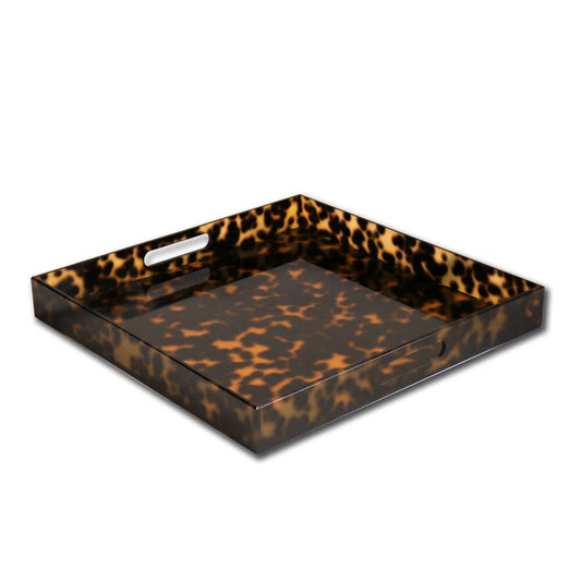Vida Acrylic Tortoise Large Square Tray with Handles by Beatriz Ball