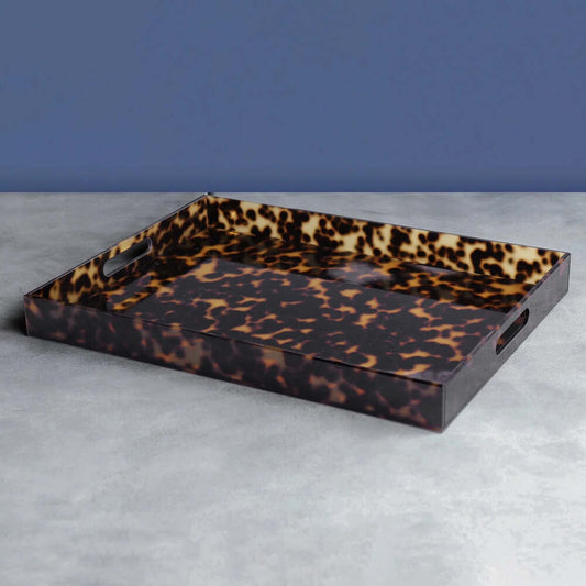 Vida Acrylic Tortoise X-Large Tray with Handles by Beatriz Ball