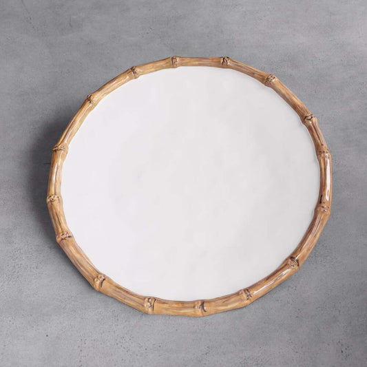 Vida Bamboo 13" Charger Set of 4 - White & Natural by Beatriz Ball