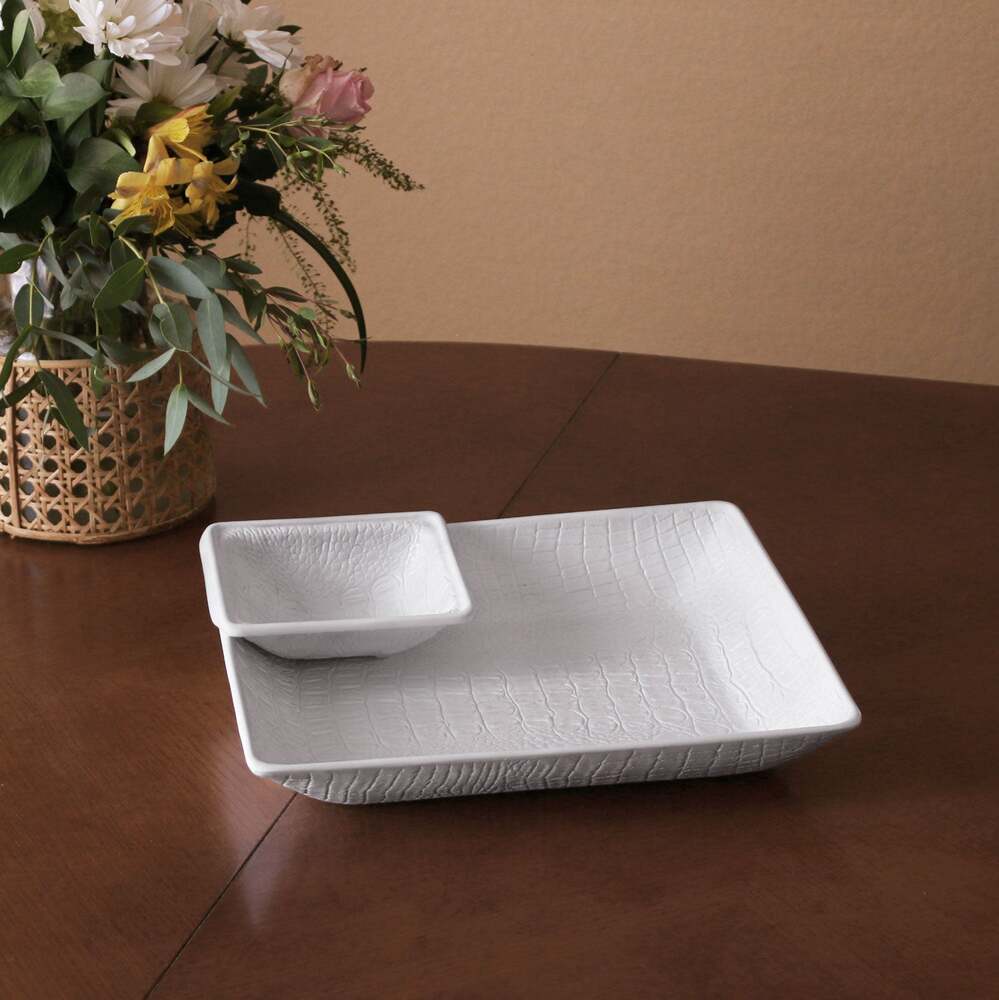 Vida Croc Chip & Dip Bowl - White by Beatriz Ball