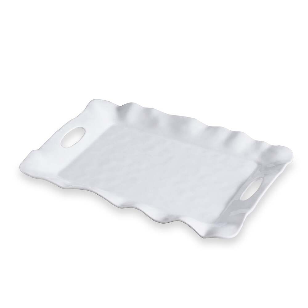 Vida Havana White Rectangular Tray with Handles by Beatriz Ball