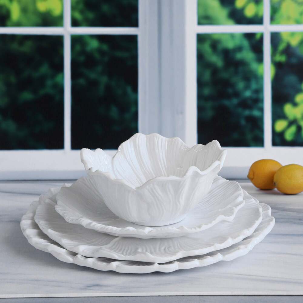 Vida Lettuce 13" Charger Set of 4 - White by Beatriz Ball 5