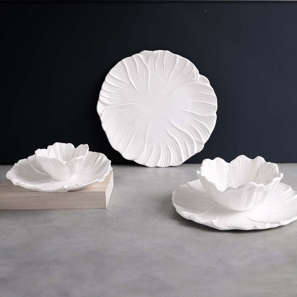Vida Lettuce 9" Salad Plate Set of 4 - White by Beatriz Ball 2