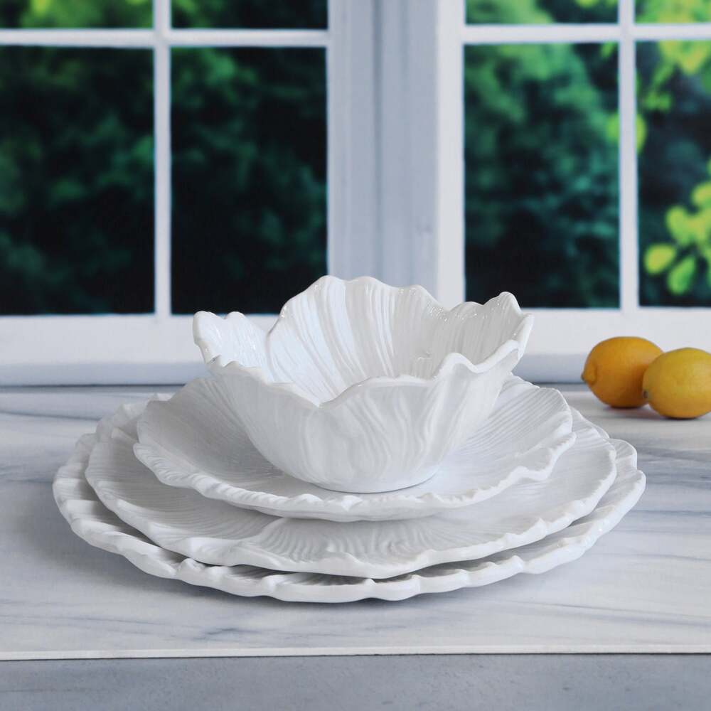 Vida Lettuce 9" Salad Plate Set of 4 - White by Beatriz Ball 4
