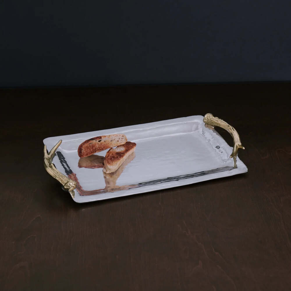 Western Antler Emerson Long Rectangular Tray with Gold Handles by Beatriz Ball 2