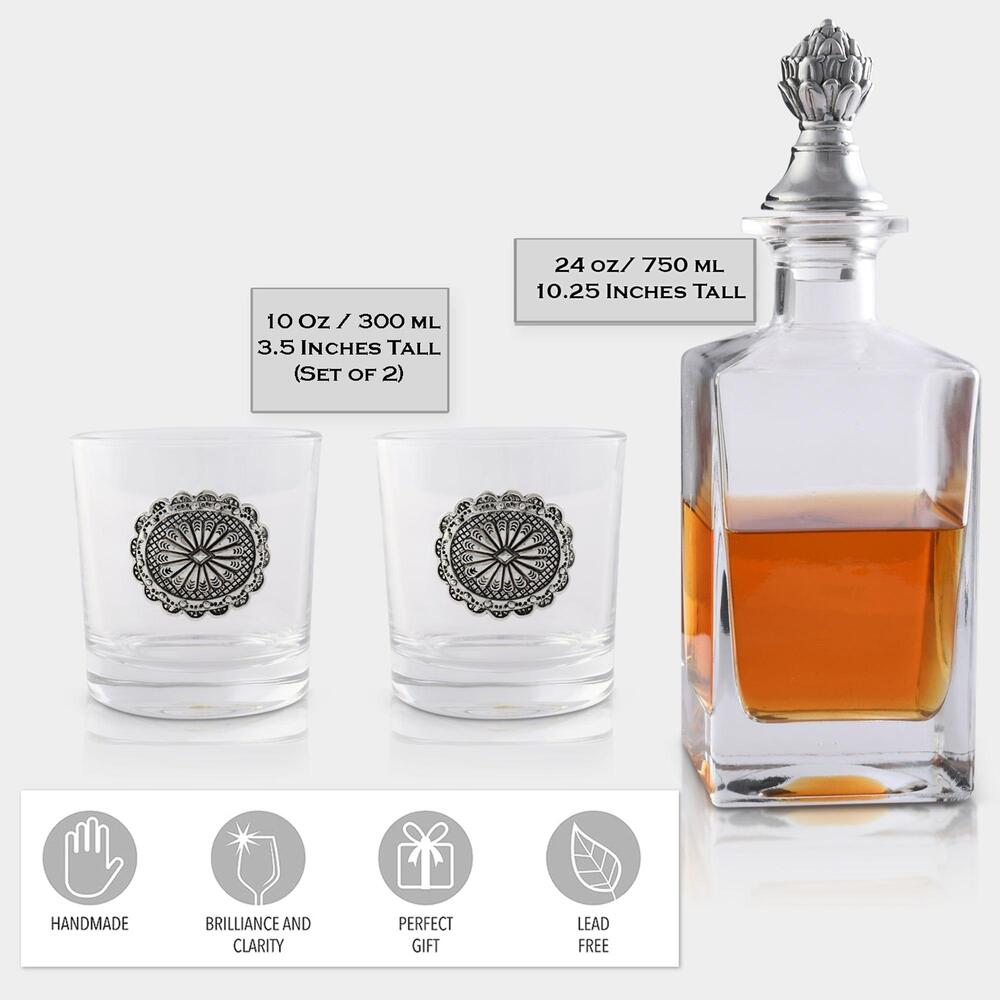 Western Concho Decanter Set with Glass by Arthur Court Designs 2
