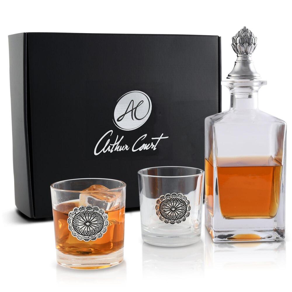 Western Concho Decanter Set with Glass by Arthur Court Designs 5