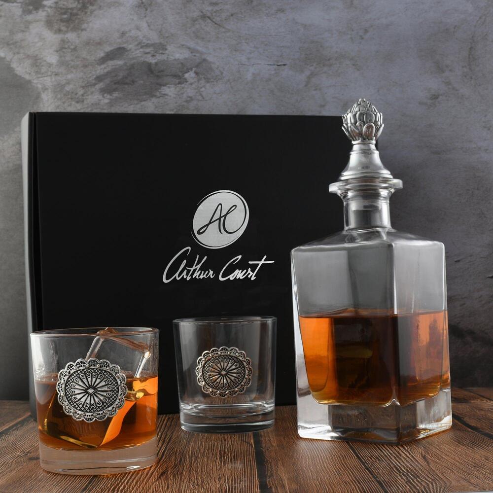 Western Concho Decanter Set with Glass by Arthur Court Designs 6