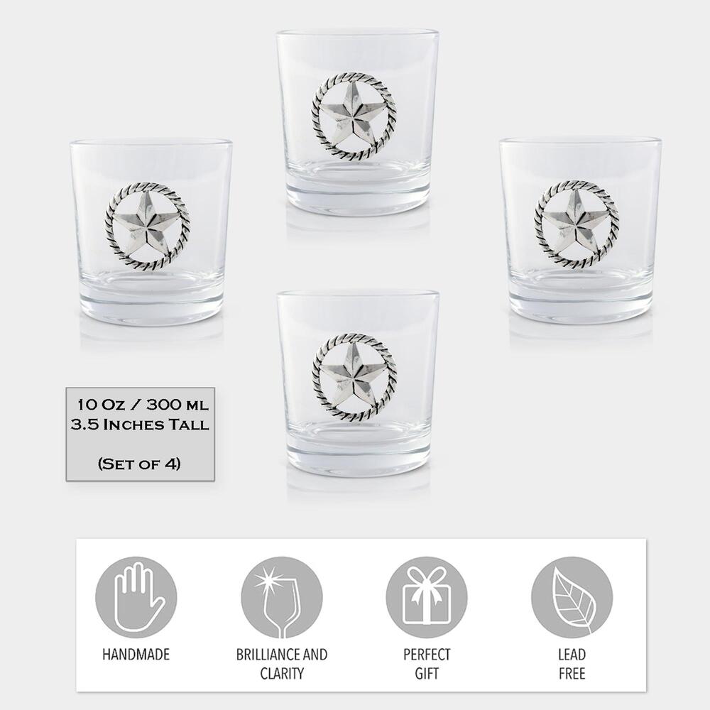 Western Star Bar Glass Set of 4 by Arthur Court Designs 2