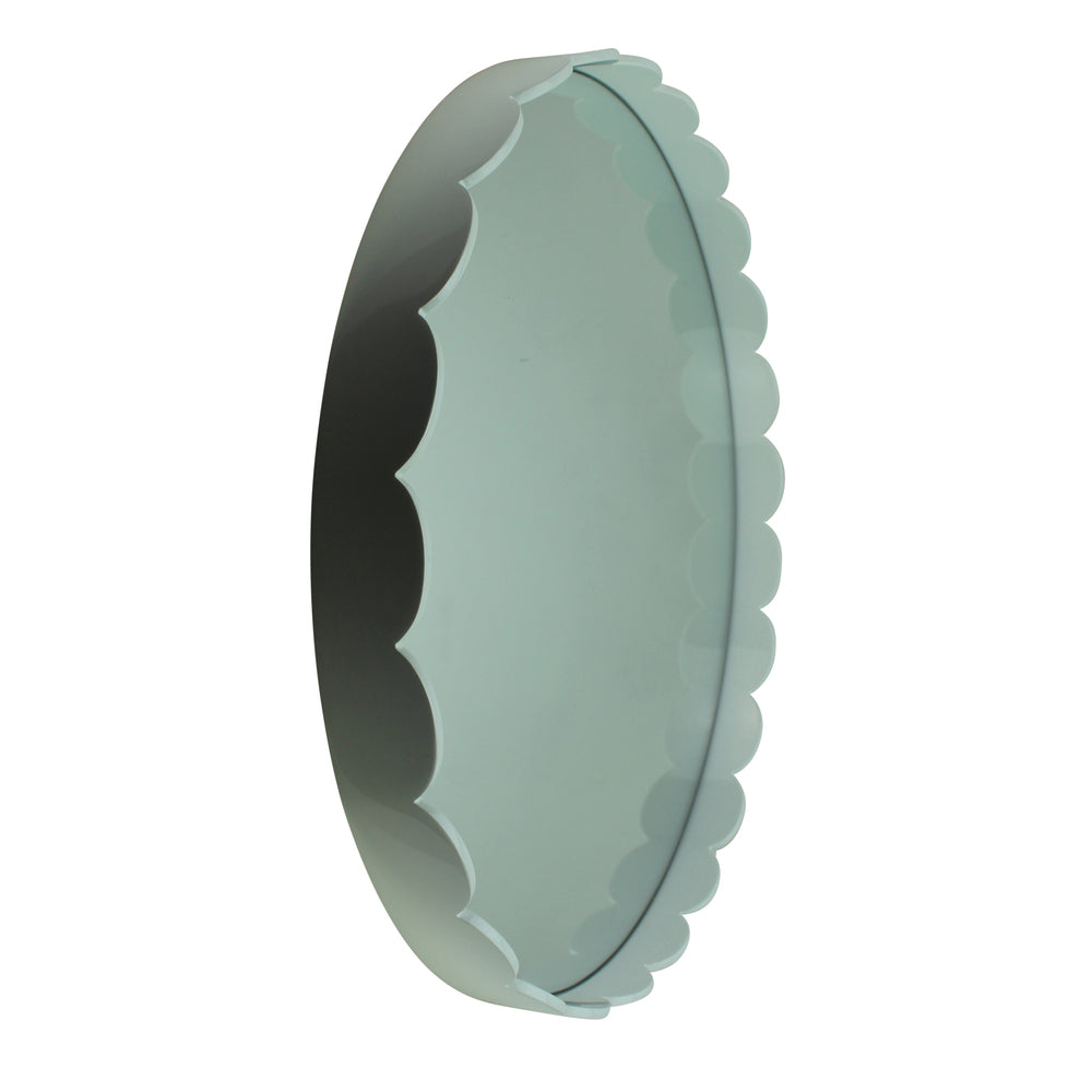 White Large Scallop Round Mirror 20"x20" by Addison Ross