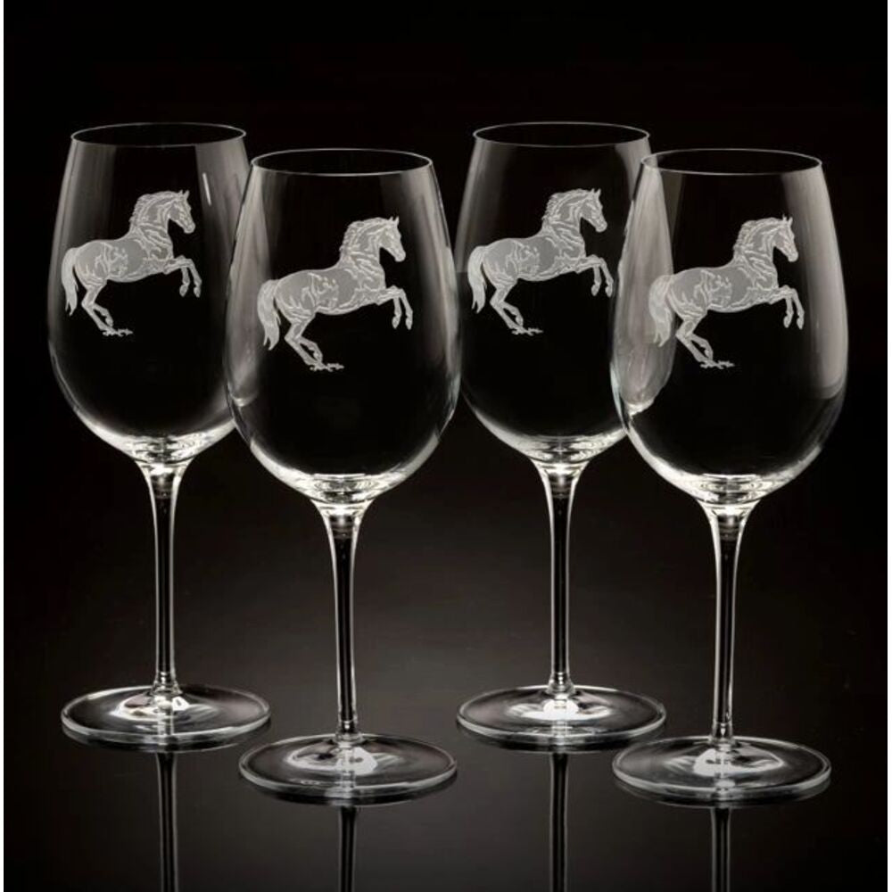 Wine Glasses (4) Rearing Horse by Julie Wear