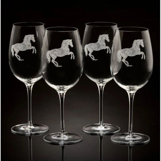 Wine Glasses (4) Rearing Horse by Julie Wear