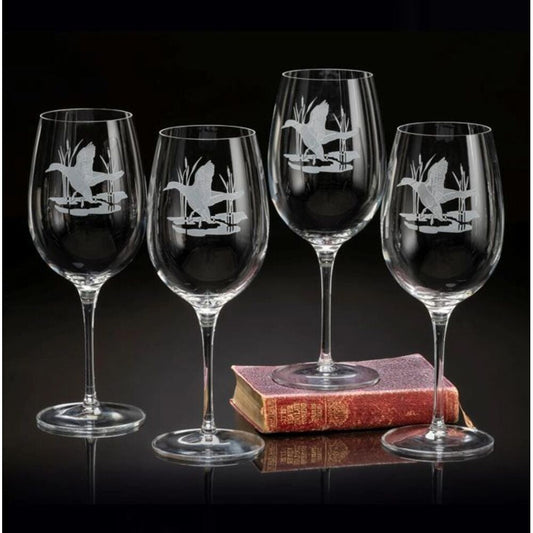 Wine Glasses American Ducks by Julie Wear