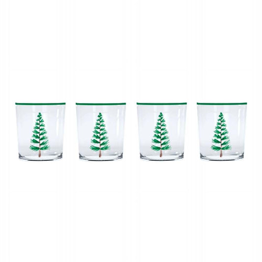 Woodland Trees Suite of 4 Double Old Fashion Glasses by Mariposa