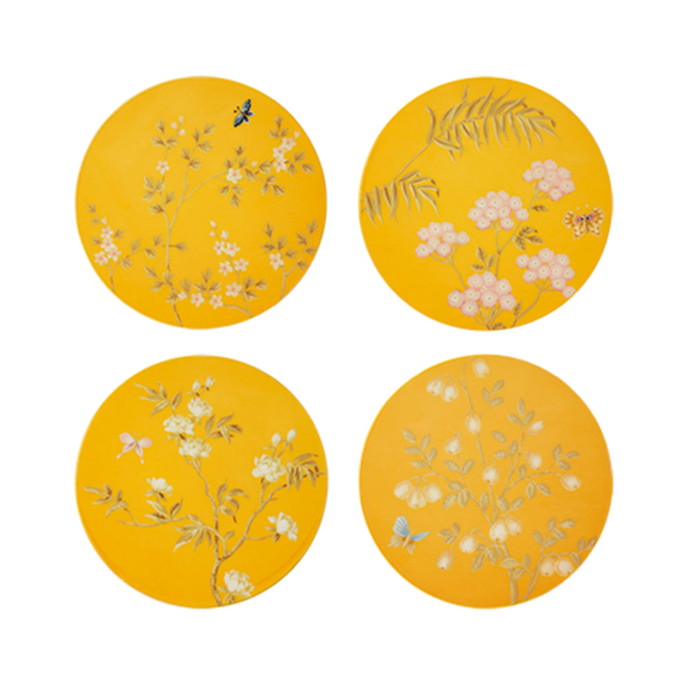 Yellow Chinoiserie Coasters - Set of 4 by Addison Ross