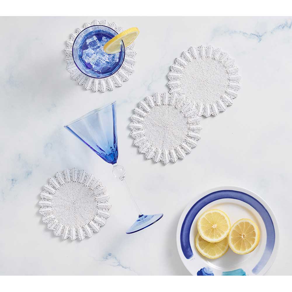 Lumina Coasters in White, Set of 4 in a Gift Bag by Kim Seybert Additional Image - 1