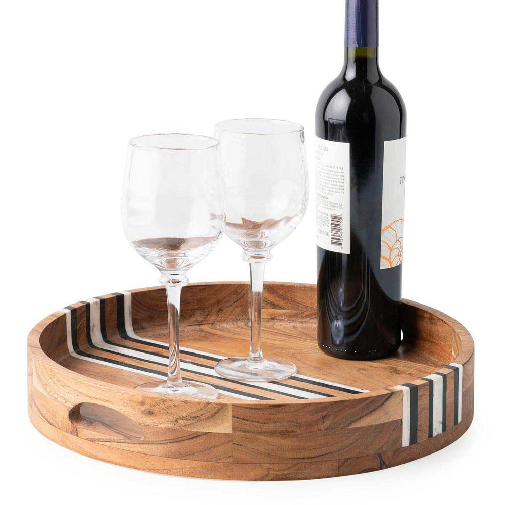 Stonewood Stripe Round Tray - Natural Multi by Juliska Additional Image-2