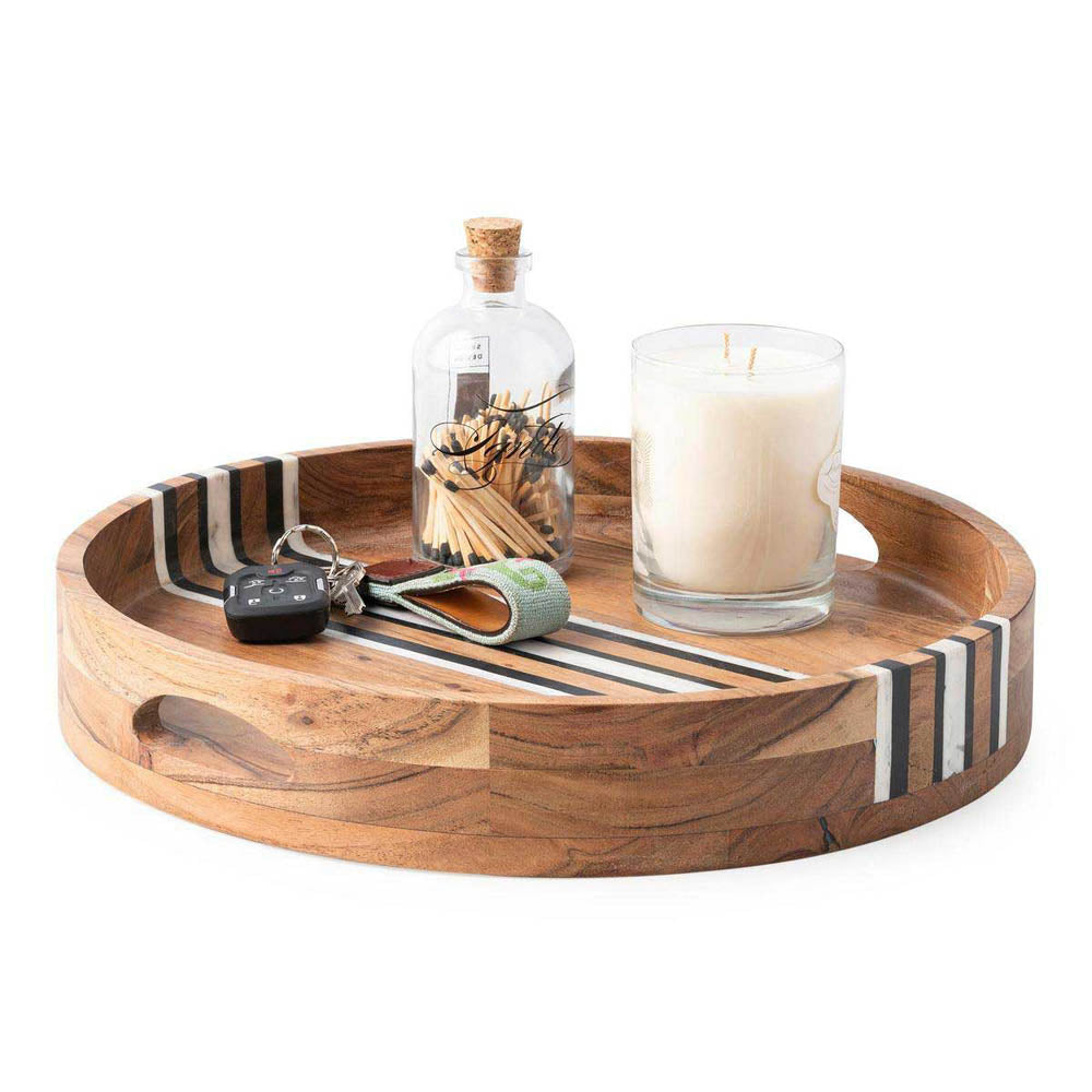 Stonewood Stripe Round Tray - Natural Multi by Juliska Additional Image-3