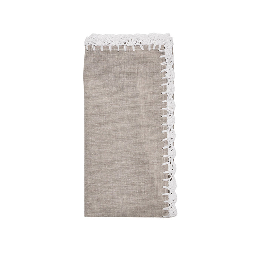 Shell Edge Napkin in White & Natural - Set of 4 by Kim Seybert