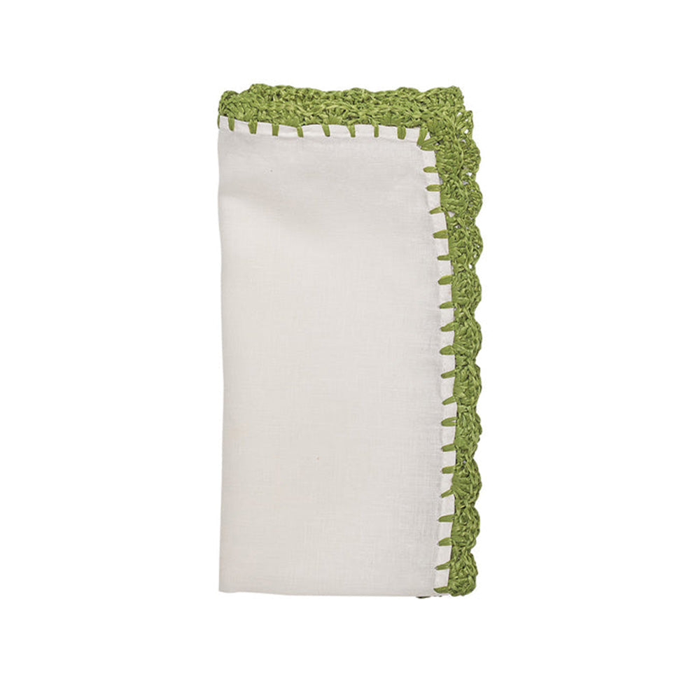Shell Edge Napkin in White & Natural - Set of 4 by Kim Seybert