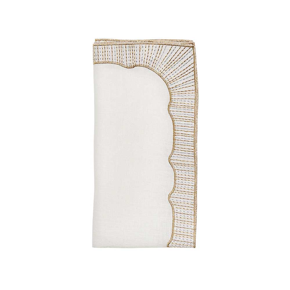 Frame Napkin in White, Gold & Silver, Set of 4 by Kim Seybert