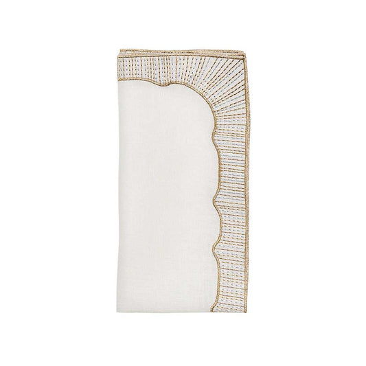 Frame Napkin in White, Gold & Silver, Set of 4 by Kim Seybert