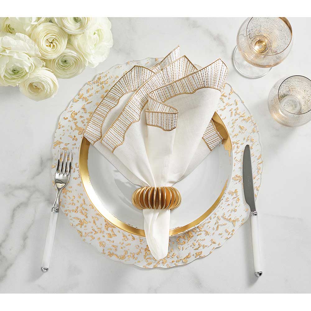 Frame Napkin in White, Gold & Silver, Set of 4 by Kim Seybert Additional Image - 2