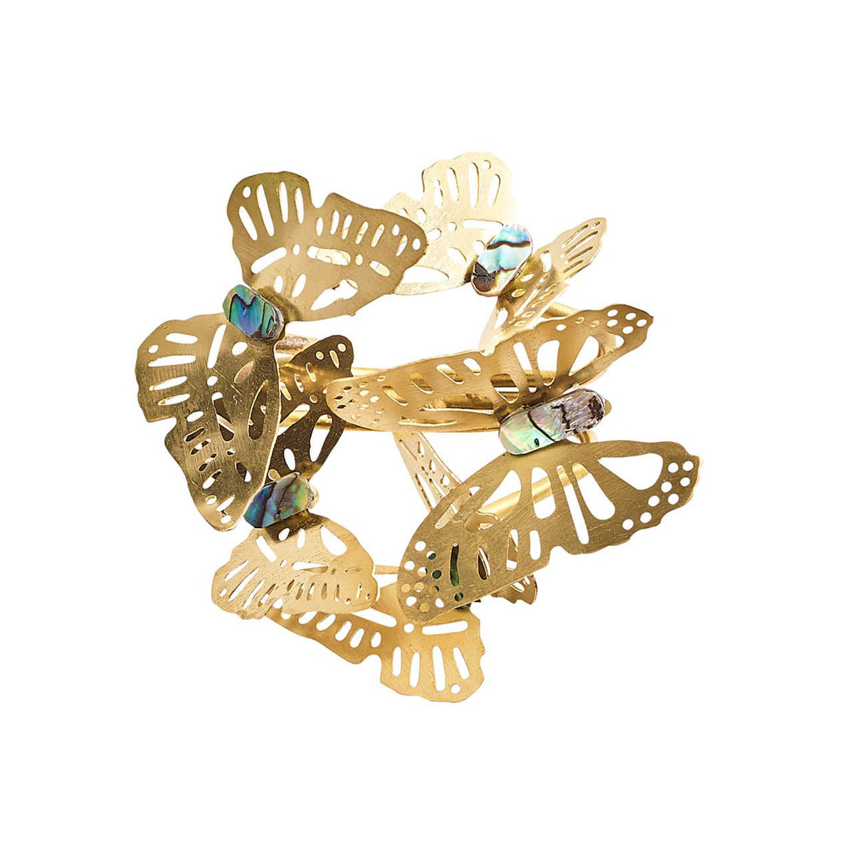 Butterfly Garden Napkin Ring in Gold & Silver - Set of 4 by Kim Seybert Additional Image-6