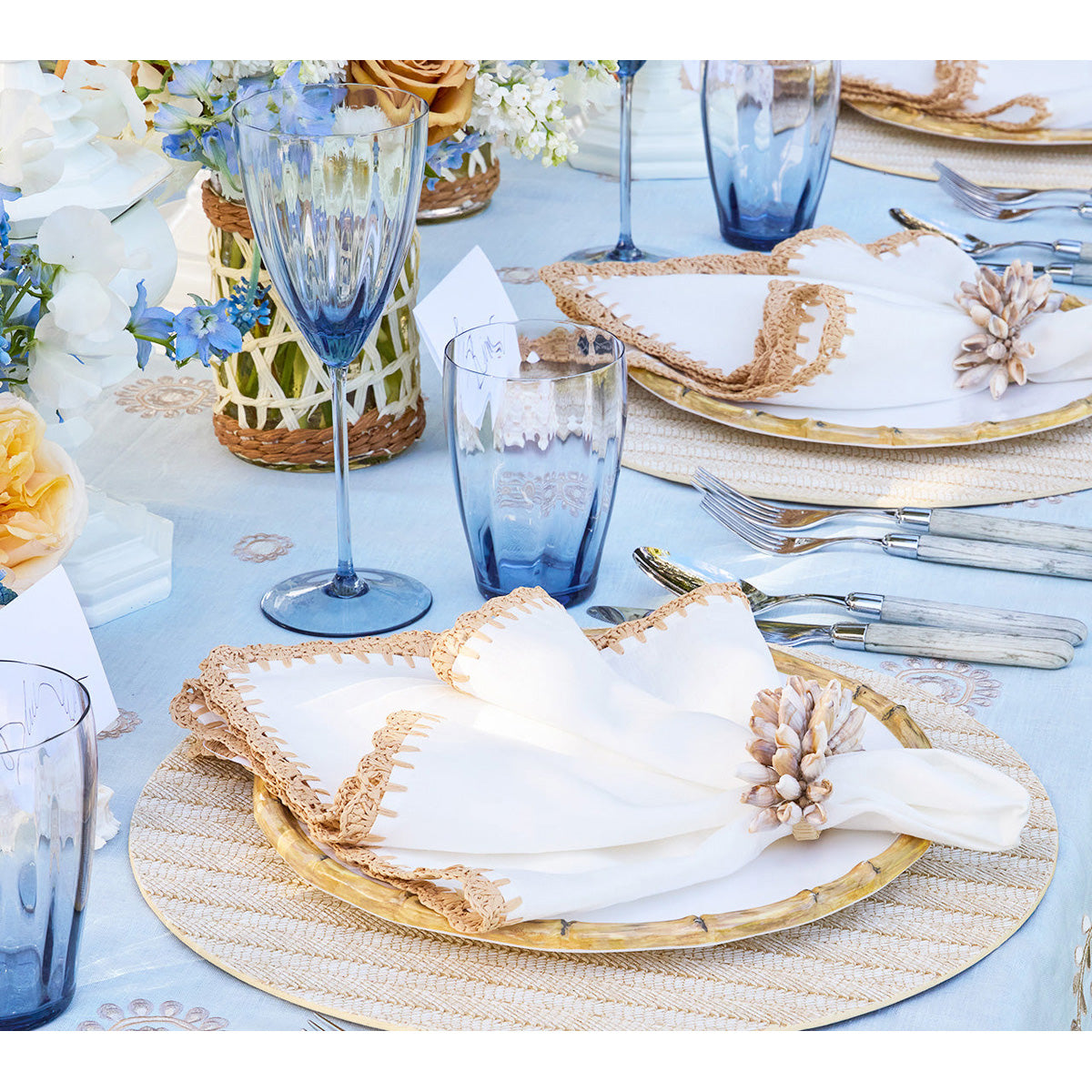 Shell Fringe Napkin Ring in Ivory & Brown - Set of 4 by Kim Seybert Additional Image-3