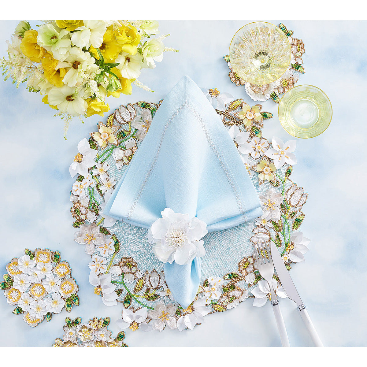 Gardenia Napkin Ring - Set of 4 by Kim Seybert Additional Image-5