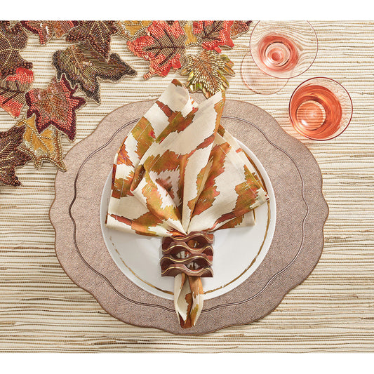 Pavilion Napkin Ring in Brown & Gold - Set of 4 by Kim Seybert Additional Image-1