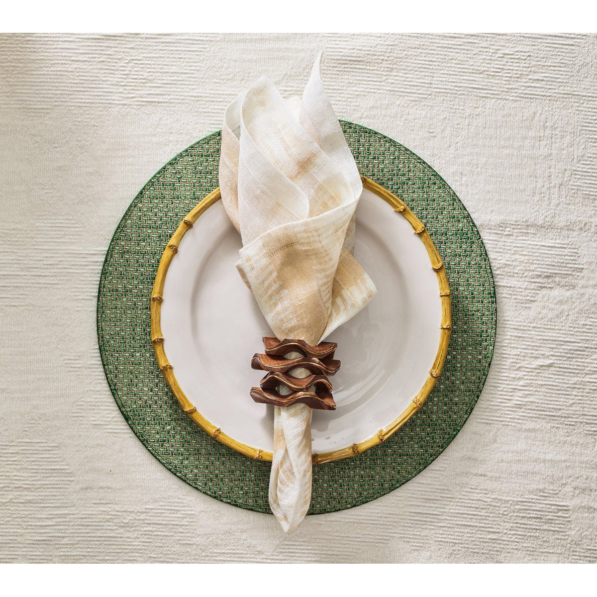 Pavilion Napkin Ring in Brown & Gold - Set of 4 by Kim Seybert Additional Image-5