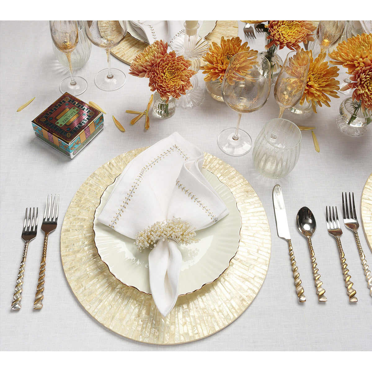 Byzantine Placemat in Ivory & Gold - Set of 4 by Kim Seybert Additional Image-2