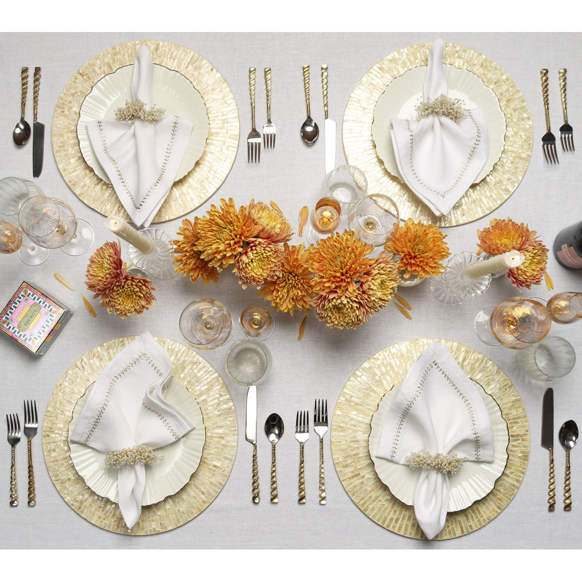 Byzantine Placemat in Ivory & Gold - Set of 4 by Kim Seybert Additional Image-3