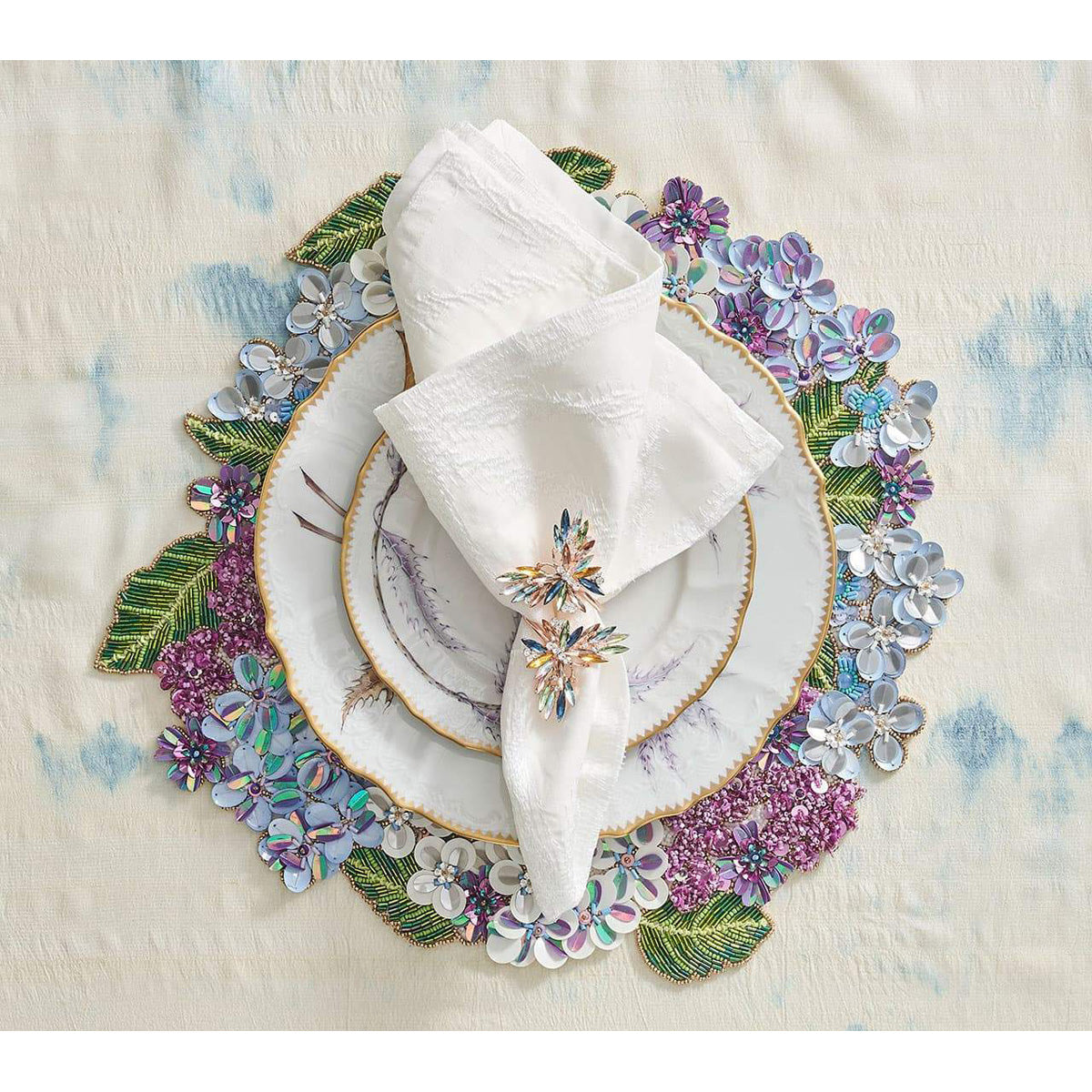 Hydrangea Placemat in Multi - Set of 2 by Kim Seybert Additional Image-1