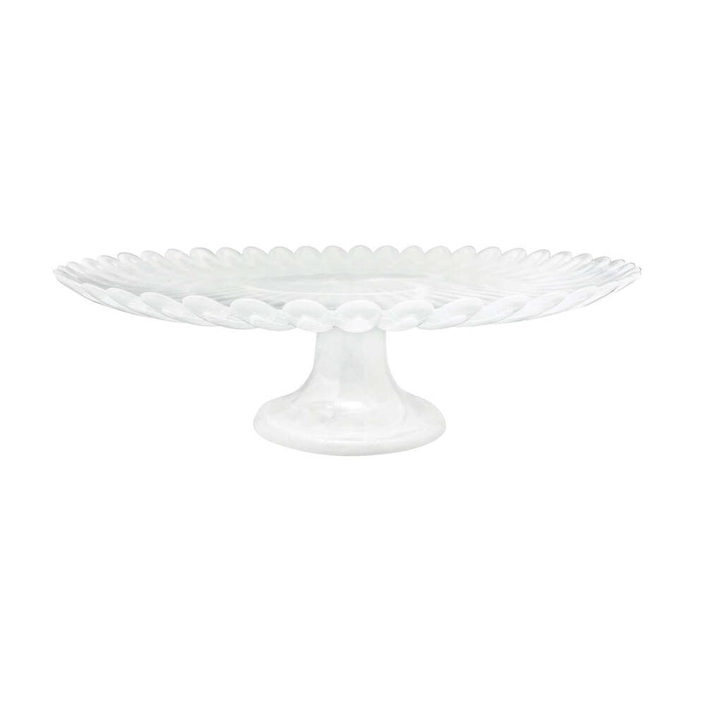 Alabaster White Scalloped Large Cake Stand by Mariposa