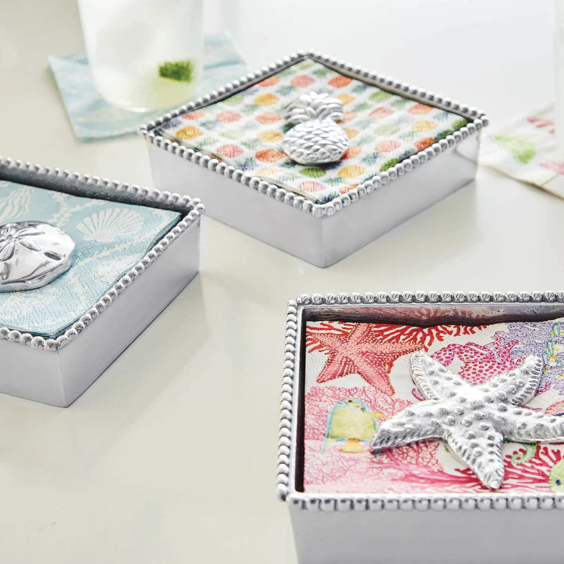 Beaded Luncheon Napkin Holder With Insert by Mariposa Additional Image-2