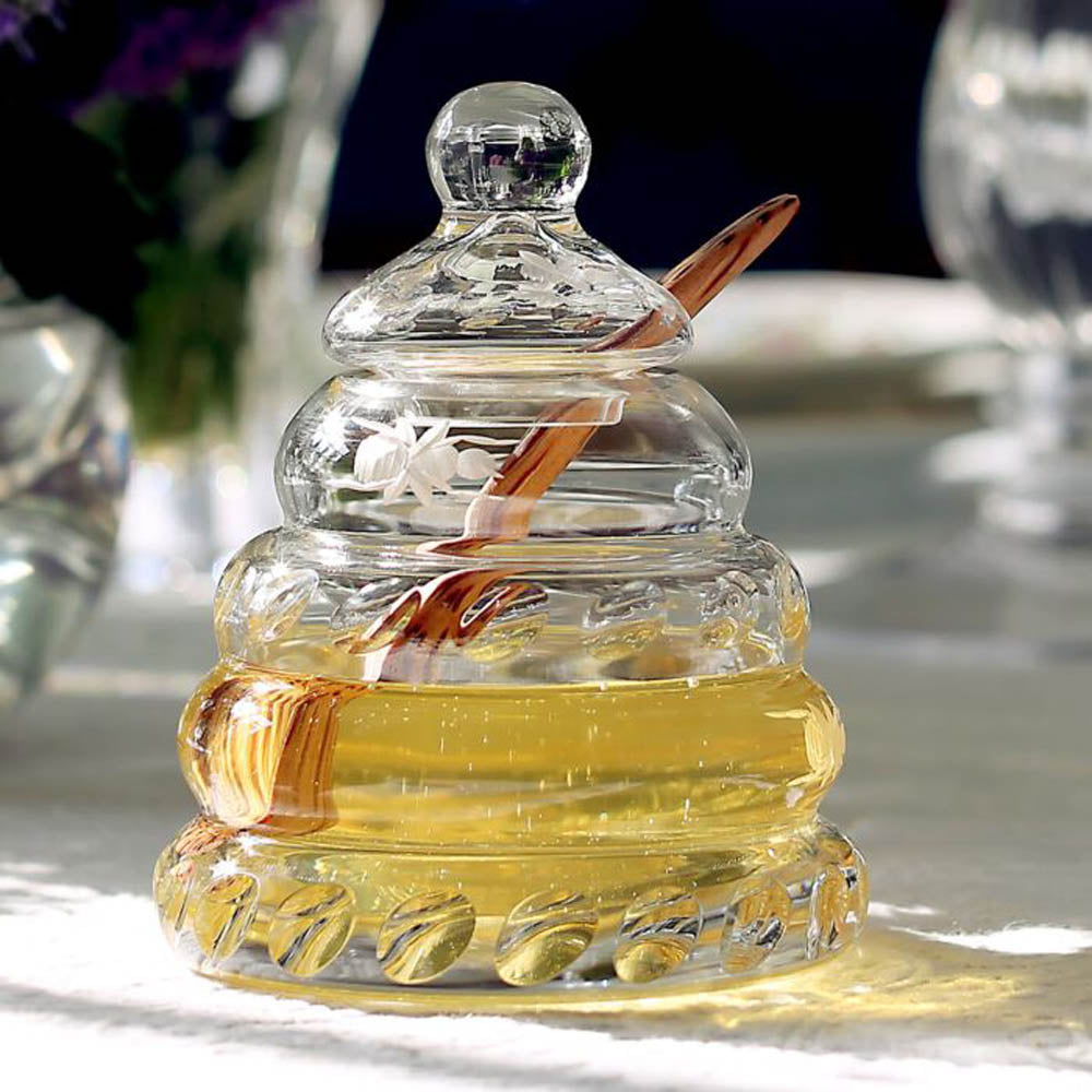 Buzzy Honey Jar with Spoon by William Yeoward Crystal Additional Image - 2